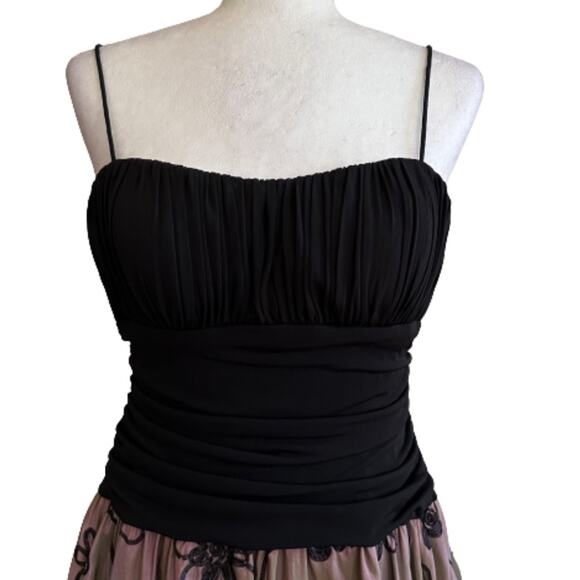 S.L. Fashions Black Iridescent Pink Green Chiffon Party Cocktail Dress Size 10P - Picture 3 of 13